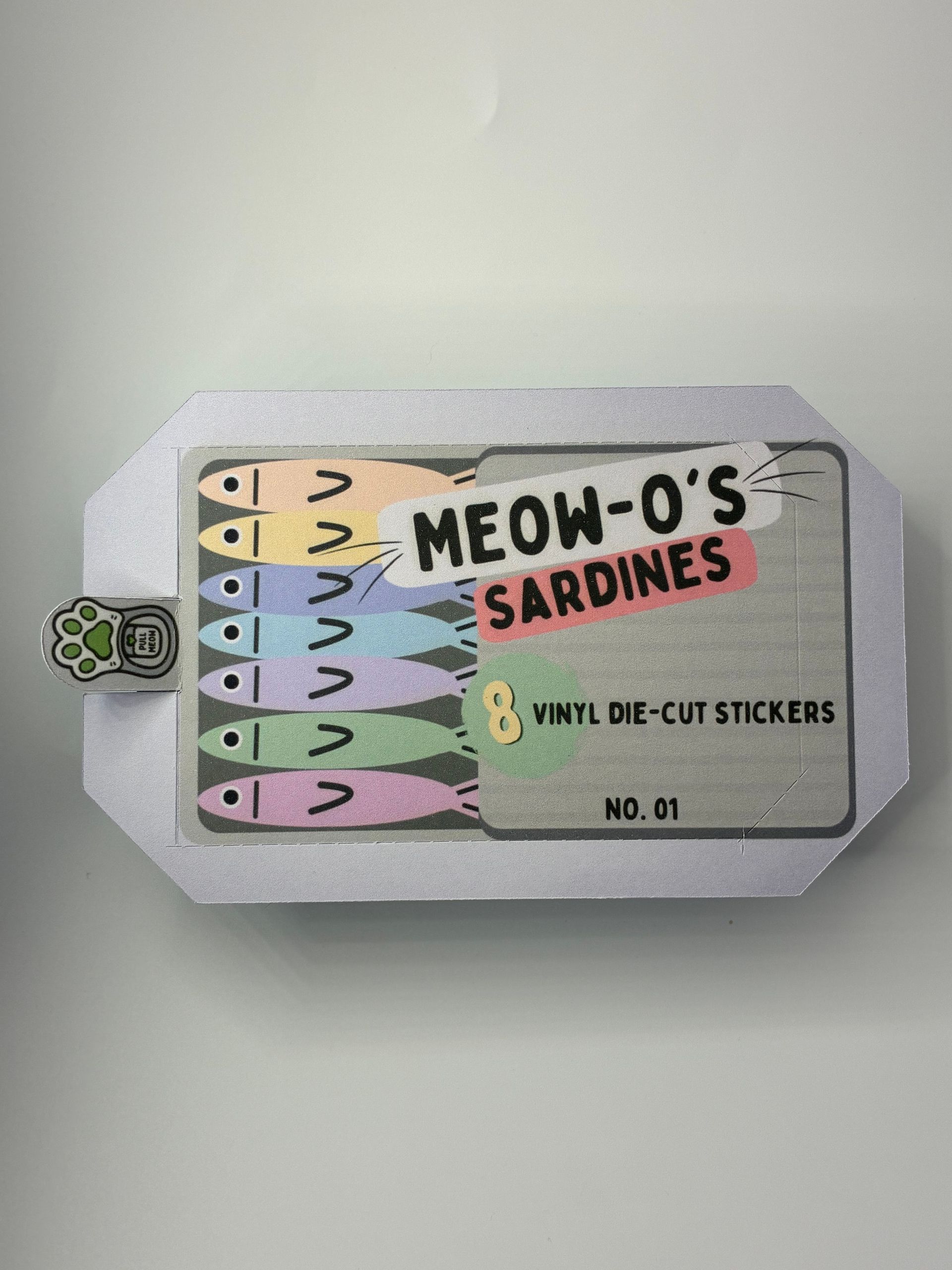 Meow-O’s Sardines – 8 Vinyl Die-Cut Stickers + Exclusive Bonus Sticker