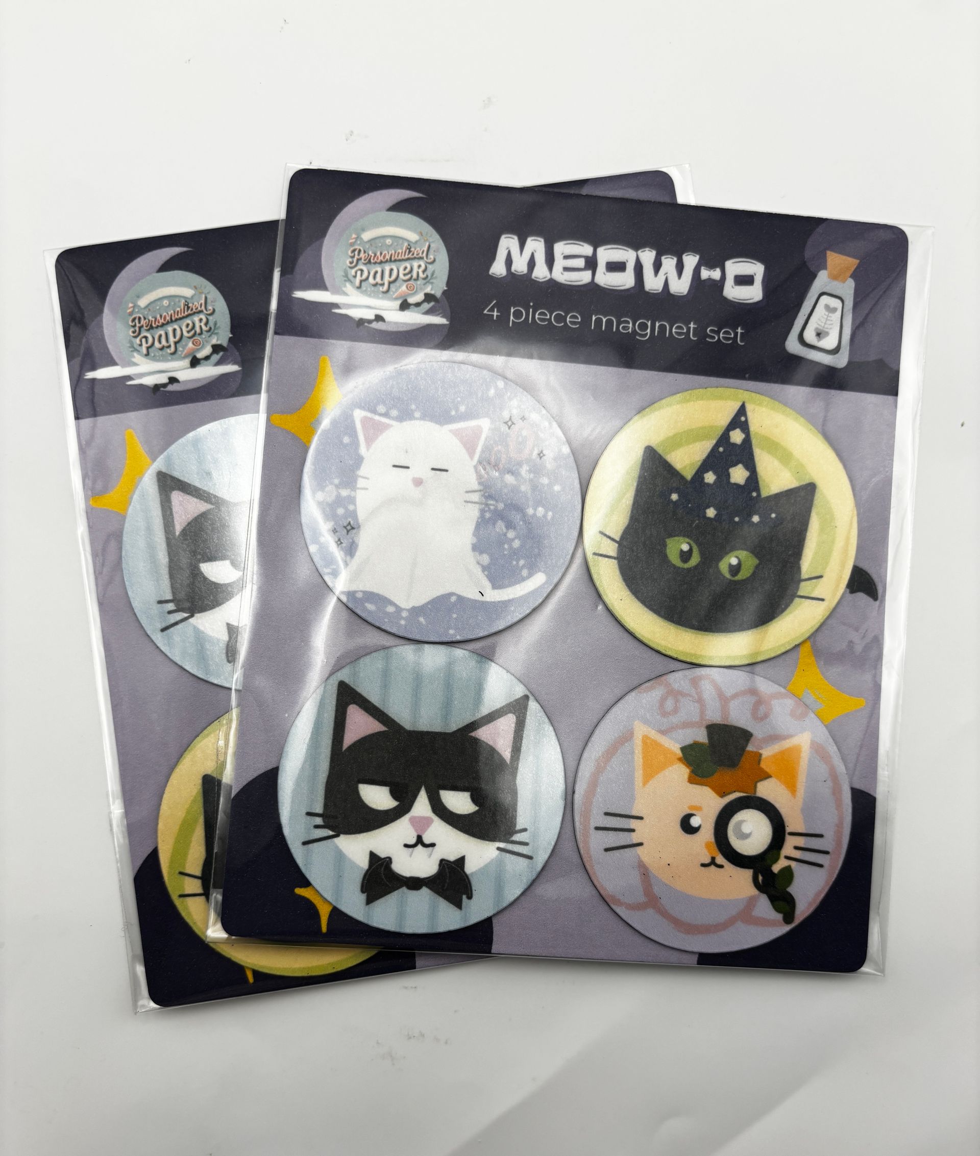 Meow-o Trick or Treat Crew | 4-Piece Halloween Magnet Set