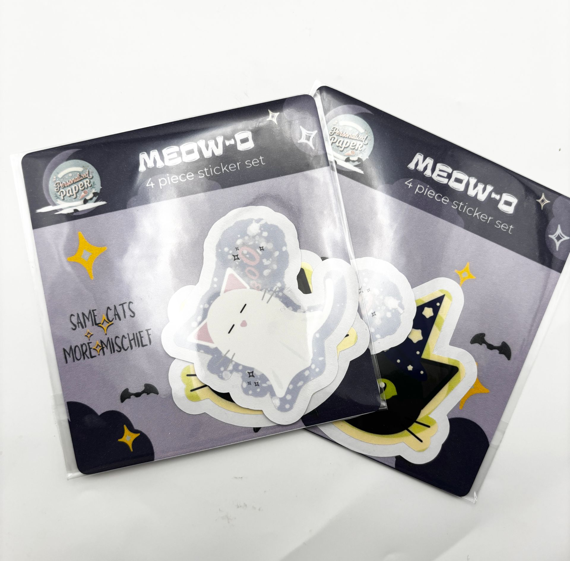 Meow-o Trick or Treat Crew | 4-Piece Halloween Die-Cut Sticker Set