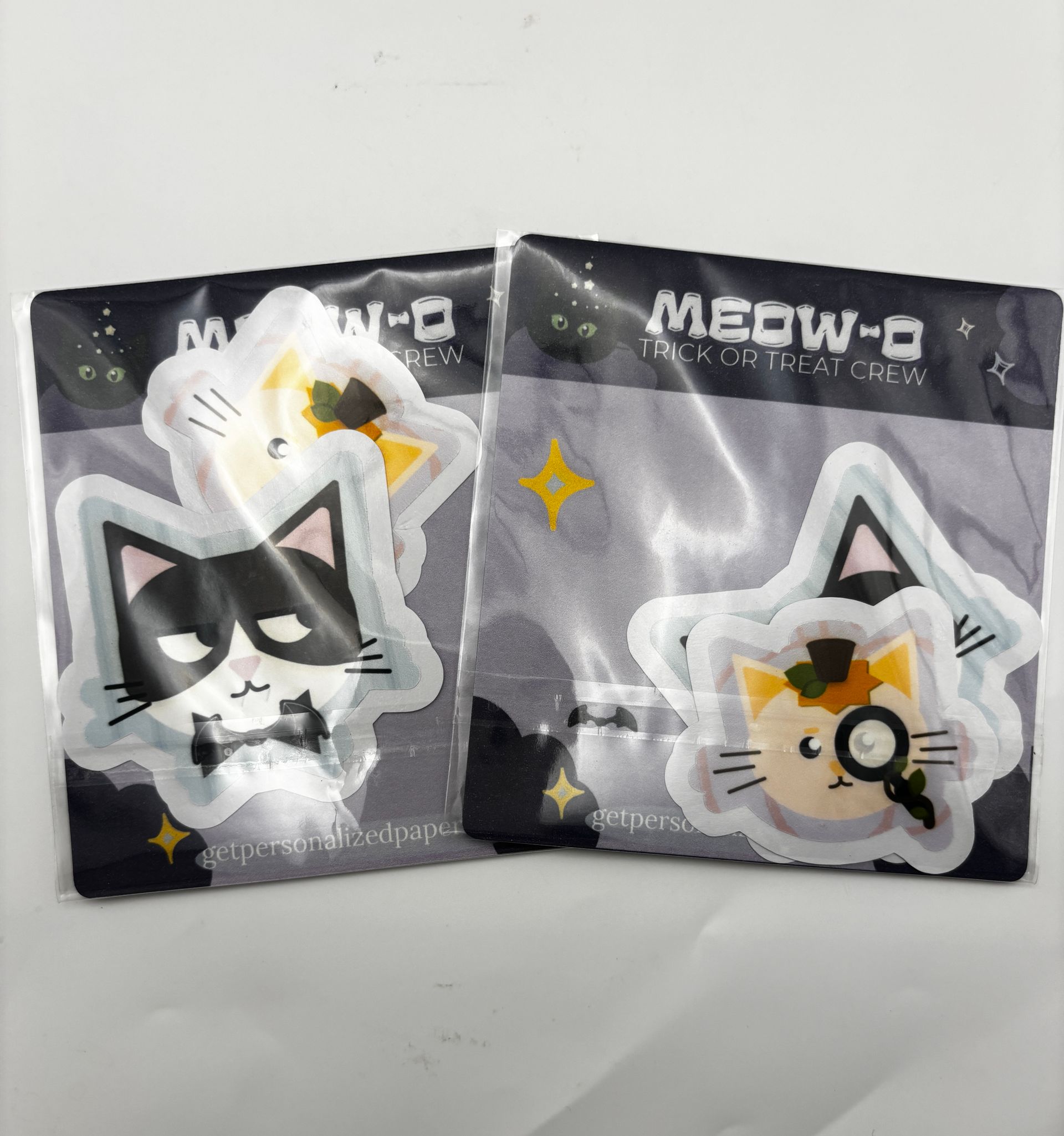 Meow-o Trick or Treat Crew | 4-Piece Halloween Die-Cut Sticker Set
