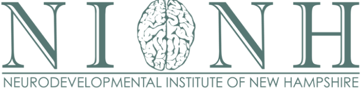 Logo for the Neurodevelopmental Institute of New Hampshire. Dark teal letters spell out 