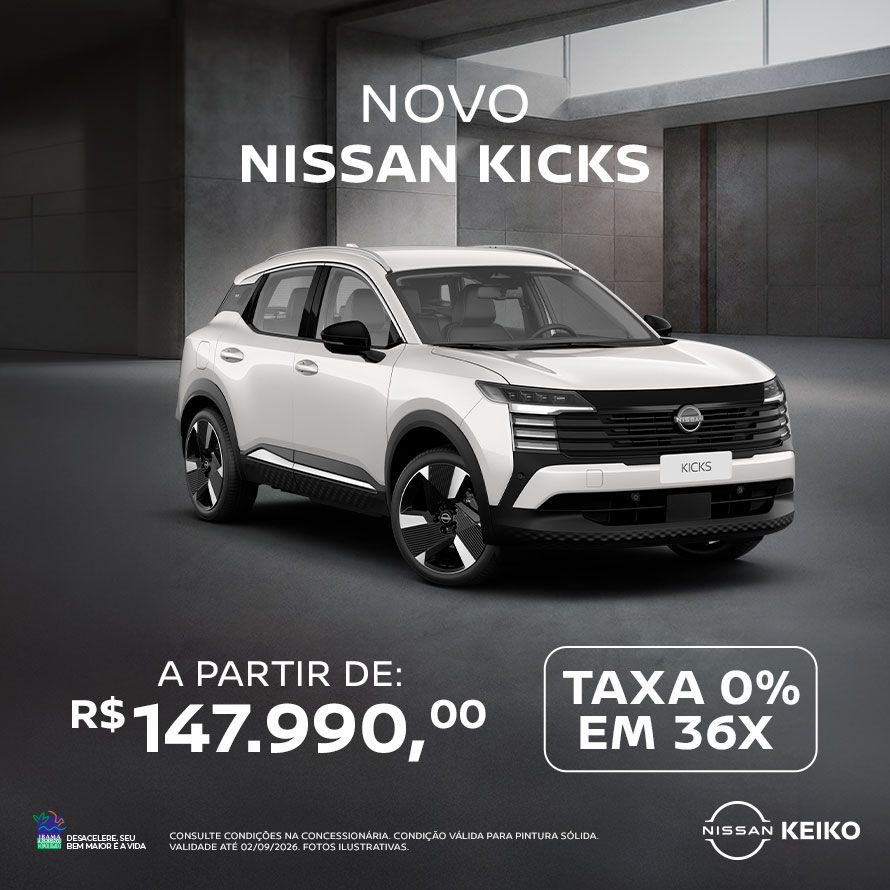KICKS A PARTIR DE 147.990 + TAXA 0% EM 36X
