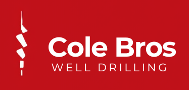 Cole Bros Well Drilling logo. White text on red background: 