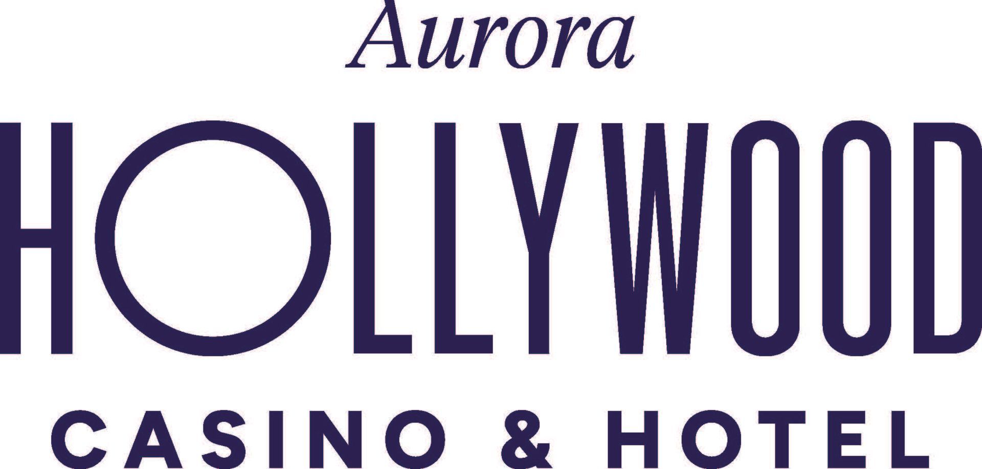 The black and white logo for Hollywood Casino Aurora featuring stylized, bold text.