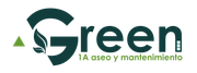 Logotipo verde con G estilizada y hoja, más texto 