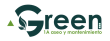 Logotipo verde con G estilizada y hoja, más texto