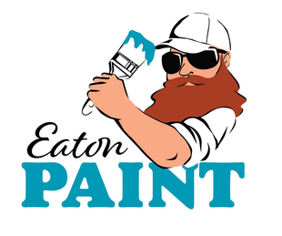 Logo: Bearded man with sunglasses and paint brush, 