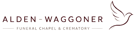 Alden-Waggoner Funeral Chapel logo with a dove icon and serif text on a white background