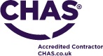 The logo for chas accredited contractor chas.co.uk