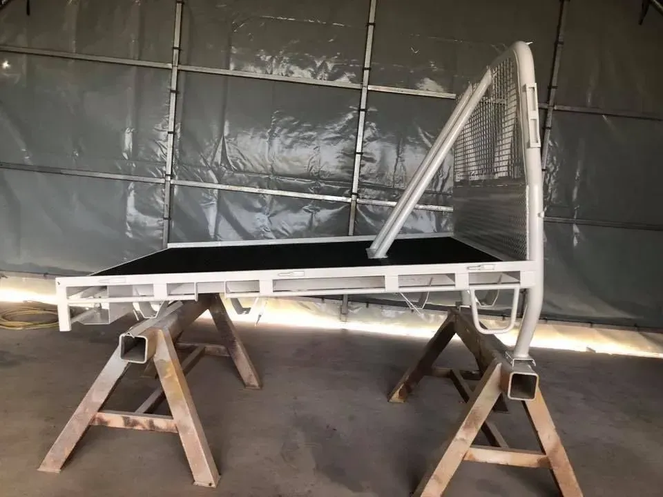 White Metal Truck Bed on Sawhorses, Black Floor — All Blast and Paint in Moranbah, QLD