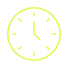 An animated spinning green clock icon.