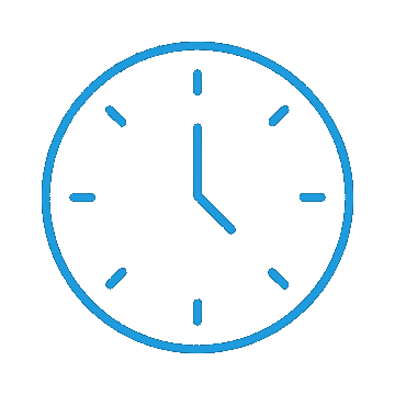 An animated spinning blue clock icon.