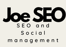 A black and white logo for joe seo and social management