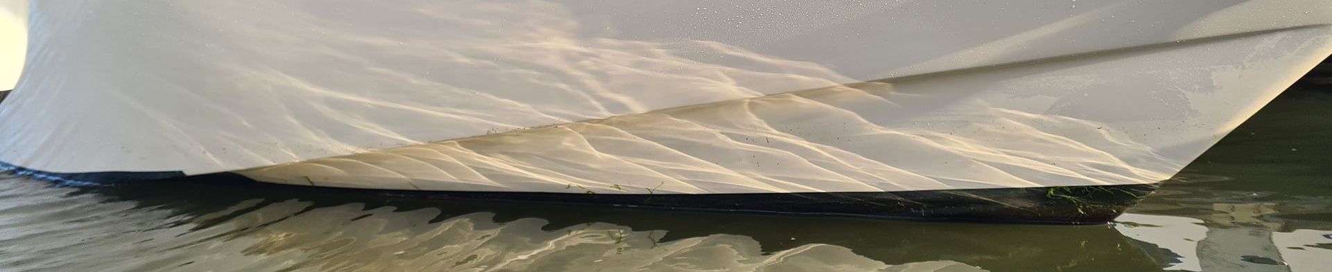 A close up of a boat hull