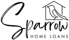 A black and white logo for a company called sparrow home loans.