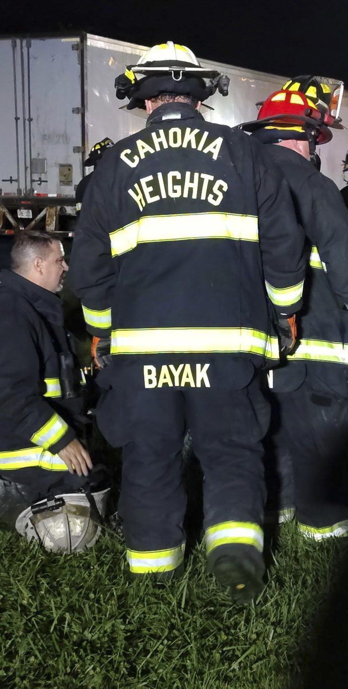 Stephen Bayak, owner of Bayaks Drone Services, in turnout gear on a fire and EMS call