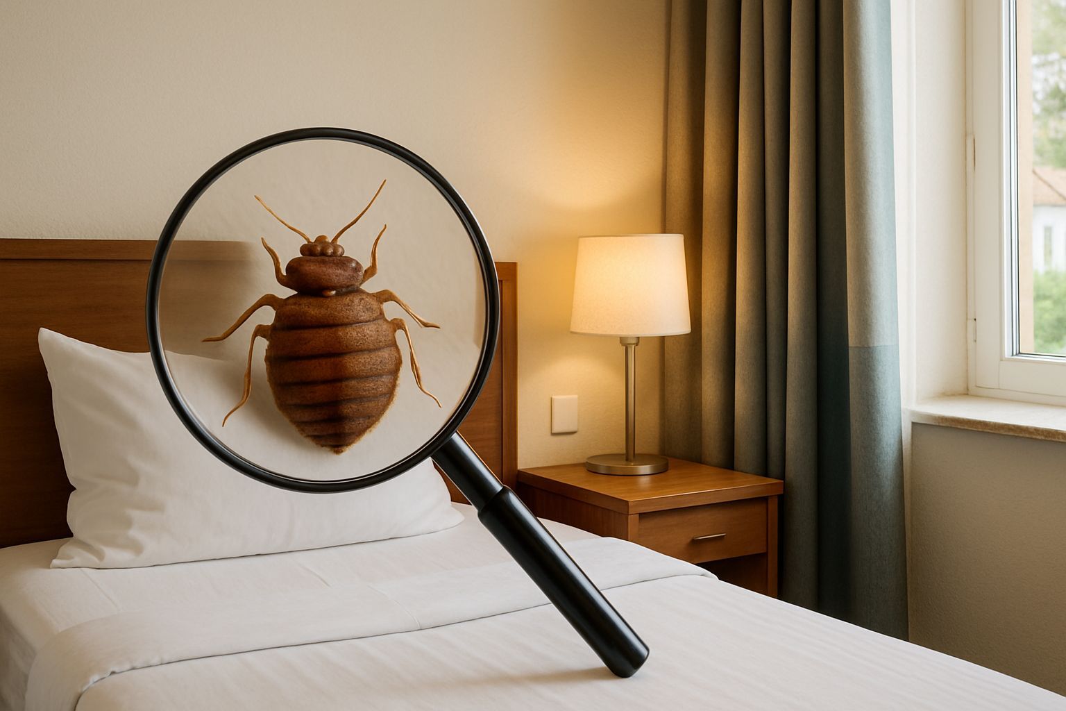 punaise de lit derrière une loupe