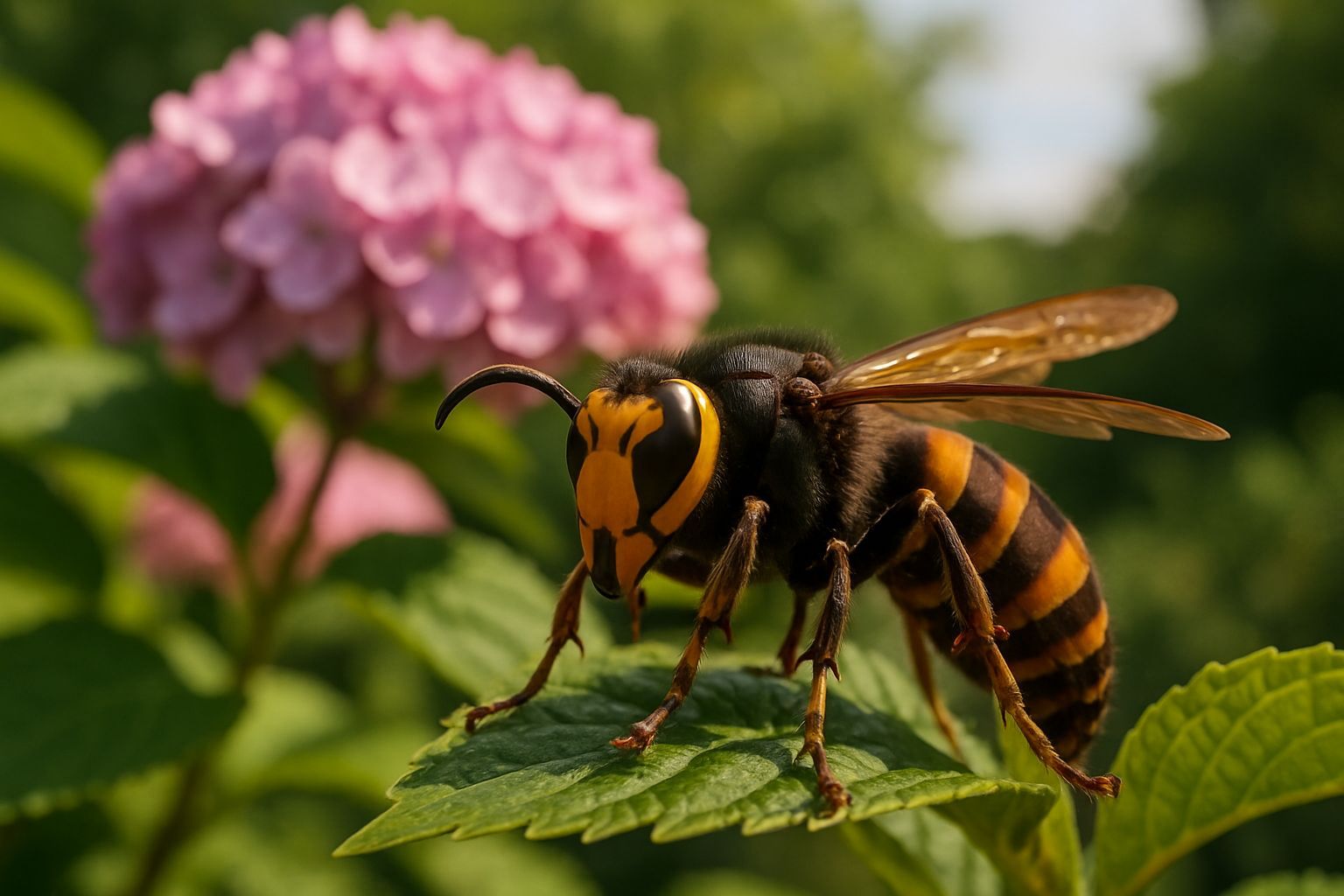 frelon géant d'Asie sur une fleur
