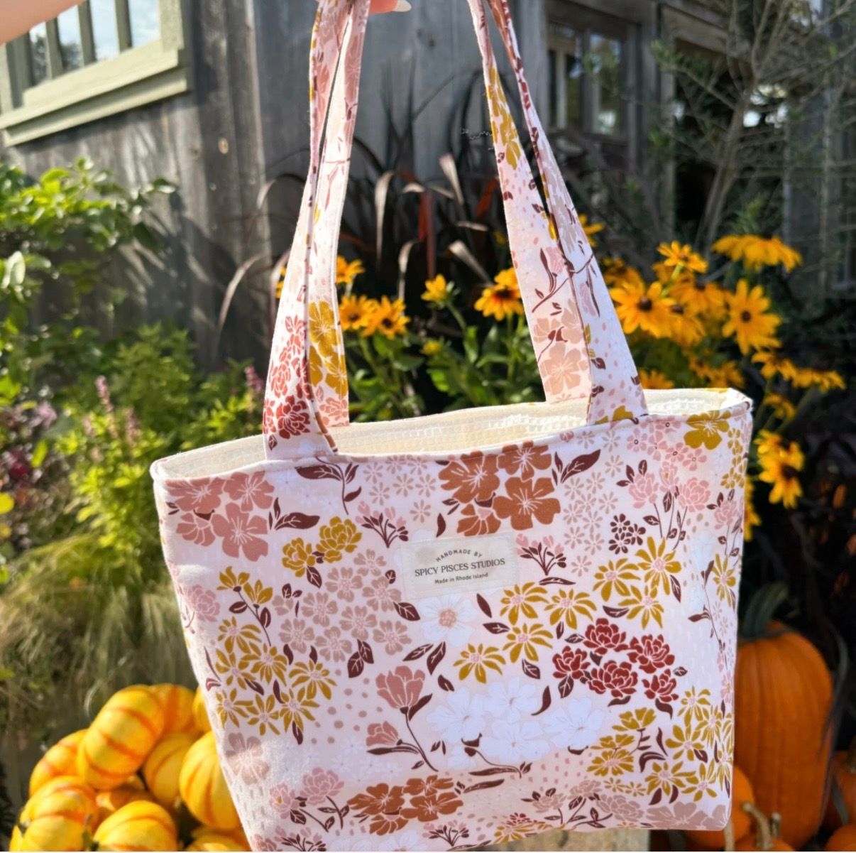 Floral handmade market tote