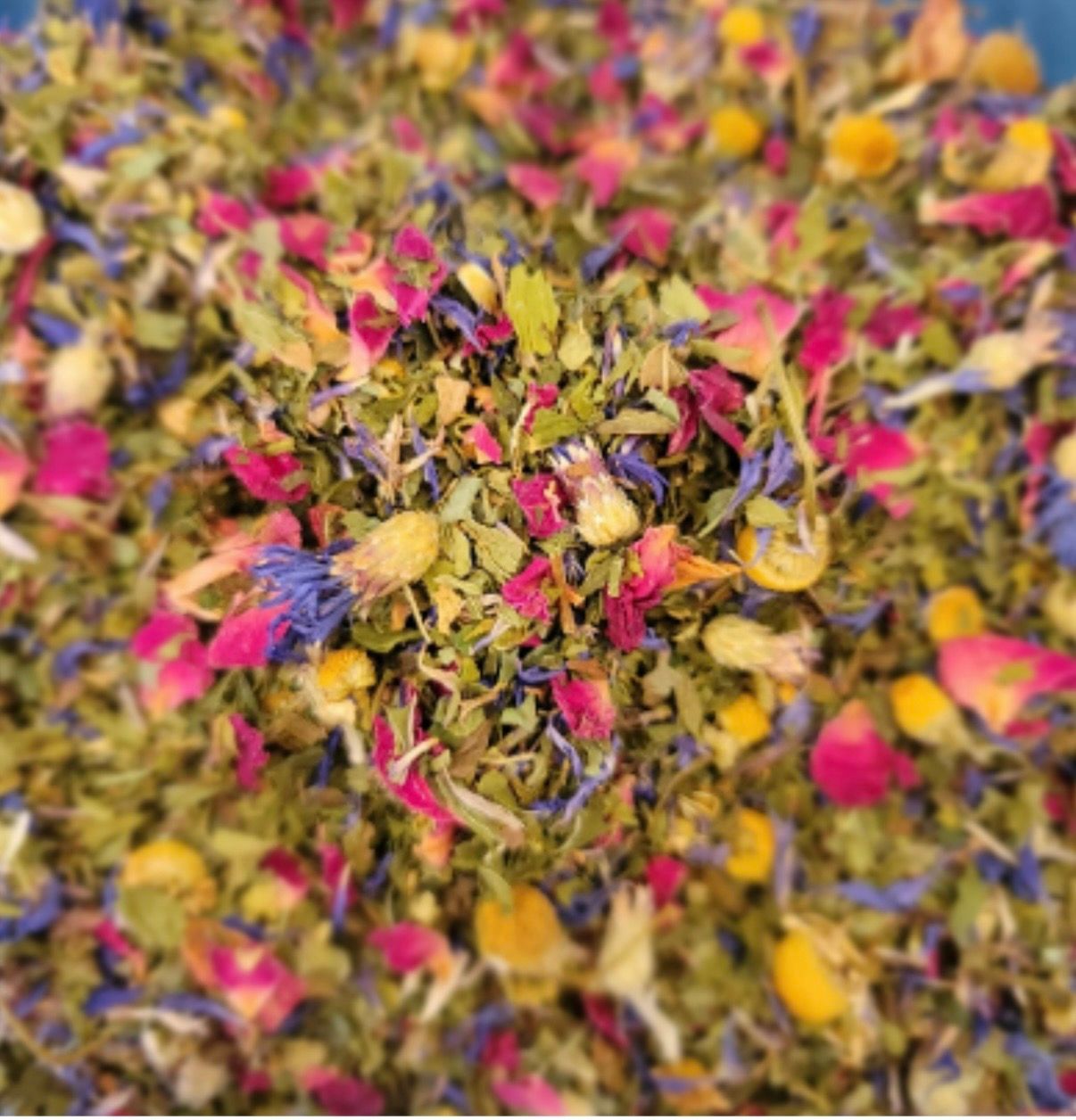 Colorful loose leaf herbal tea blend