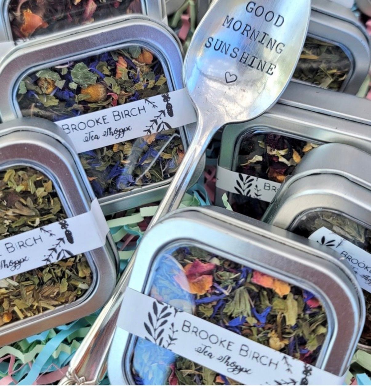 Small tins of Brooke Birch Tea blends