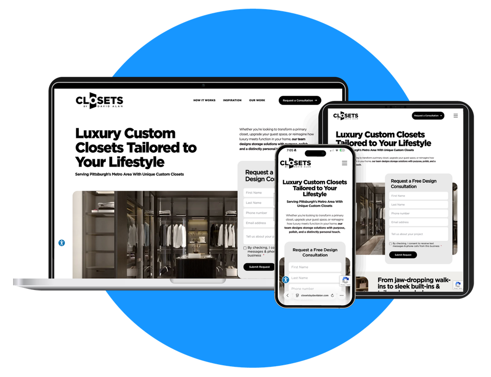 Closets by DA website mockup