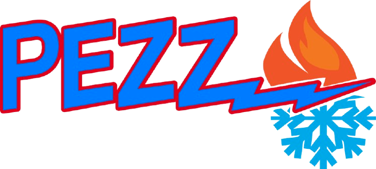 PEZZ logo in blue and red with a flame and snowflake icon