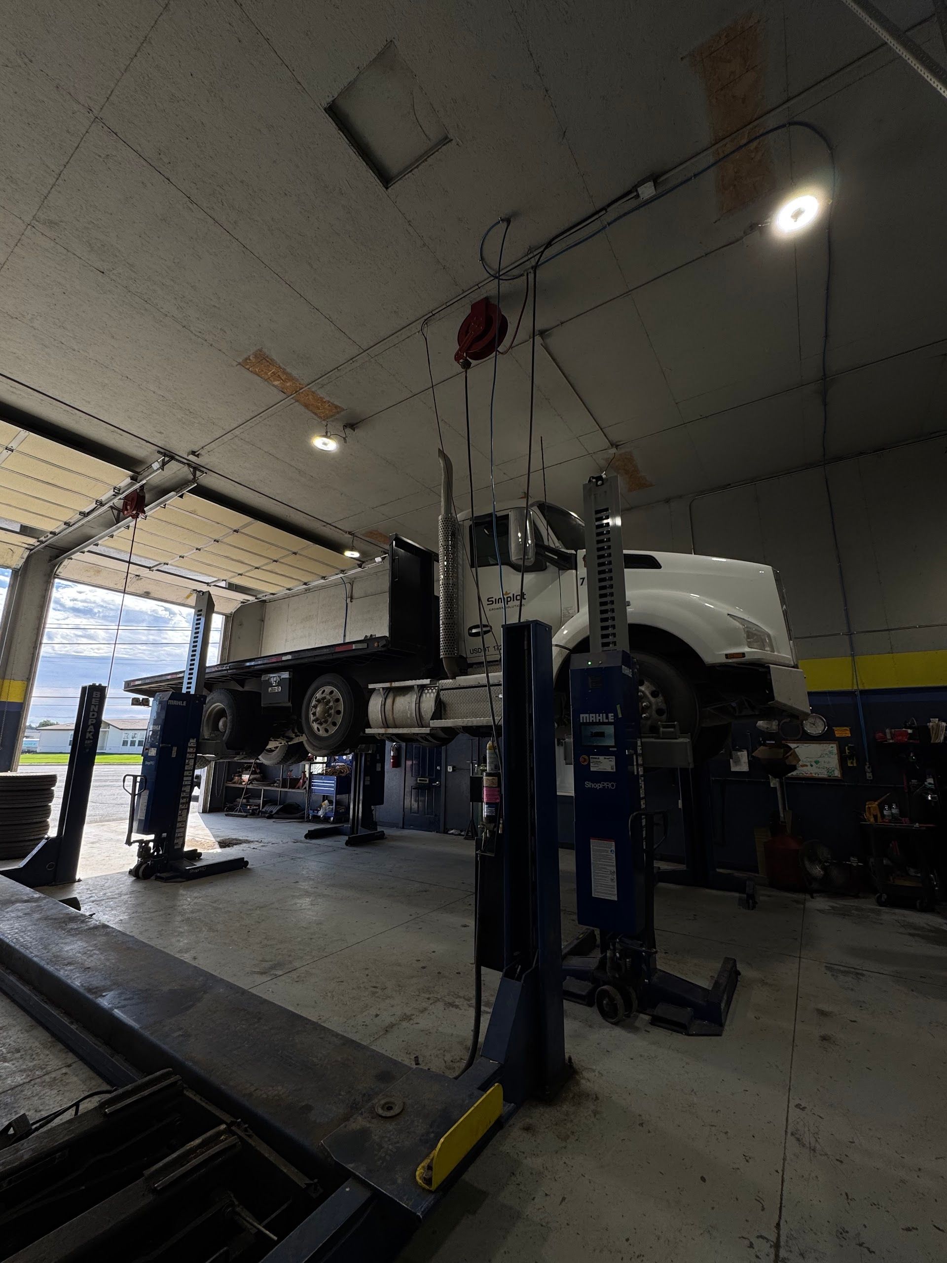 Semi Truck In Service Bay At Diesel Shop | Spooled Up Diesel Repair