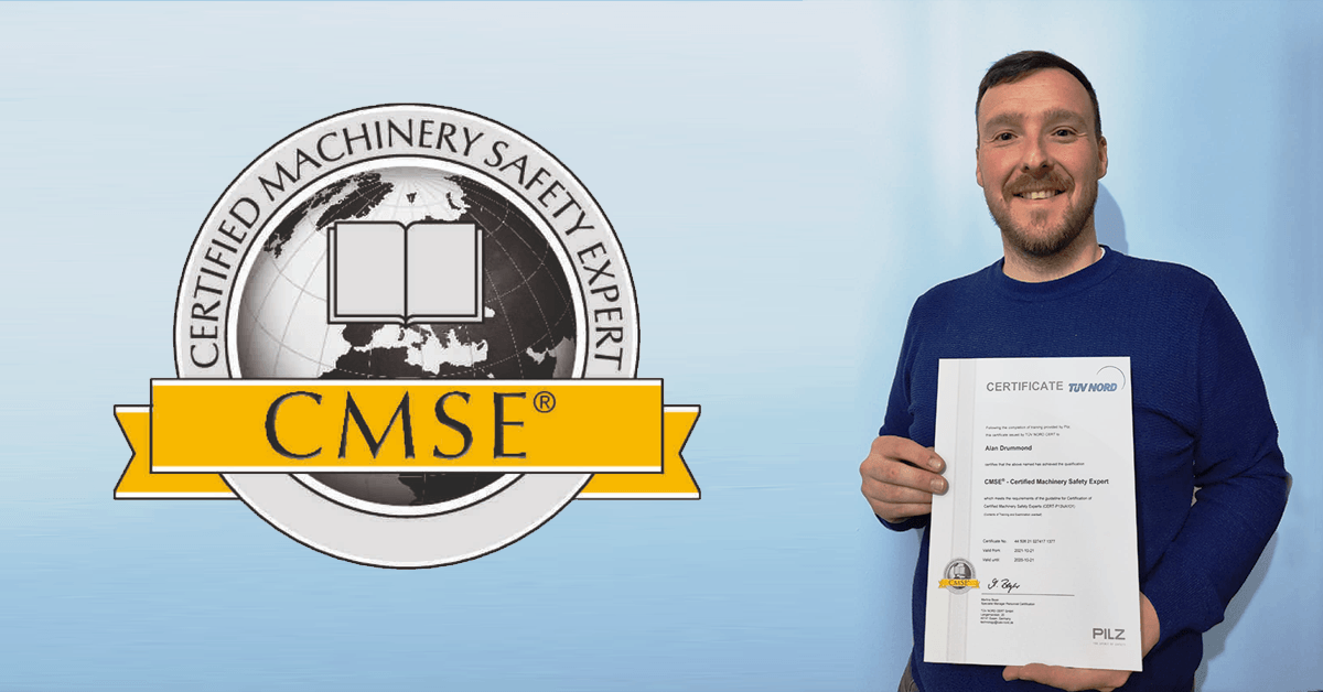 JMH CMSE Engineer holding certificate alongside CMSE logo