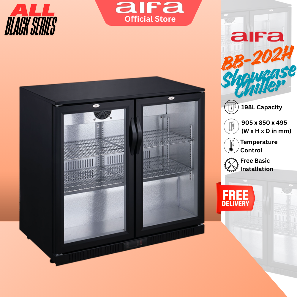 Aifa Glass Door Chiller, 198L Capacity, Convenient Self-Close Mechanism - BB-202H