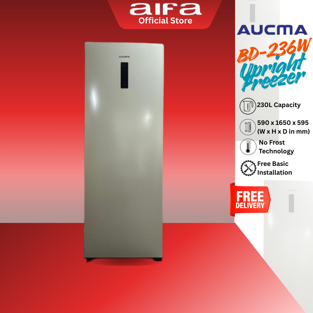 Aucma Upright Standing Freezer, Spacious drawers, 230L Capacity - BD-236W