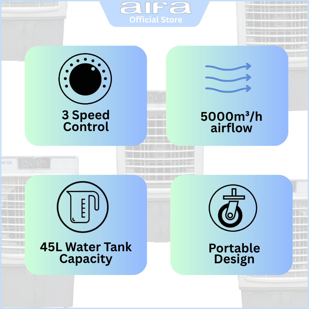 Aifa Air Cooler, Portable Design, Adjustable fan speed settings - ACF-45BO