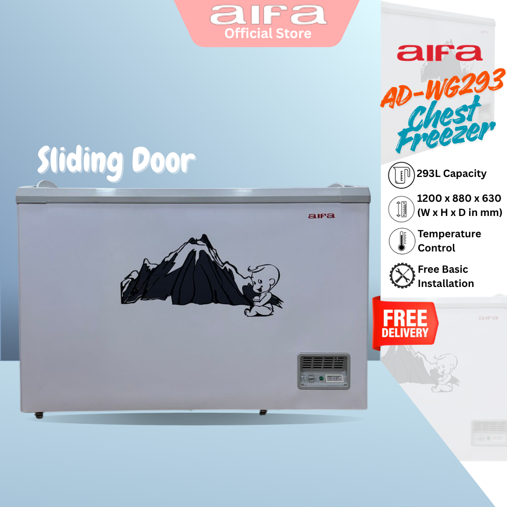 AIFA AD-WG293 Sliding Door Chest Freezer, 293L Capacity, Easy access and Efficient storage