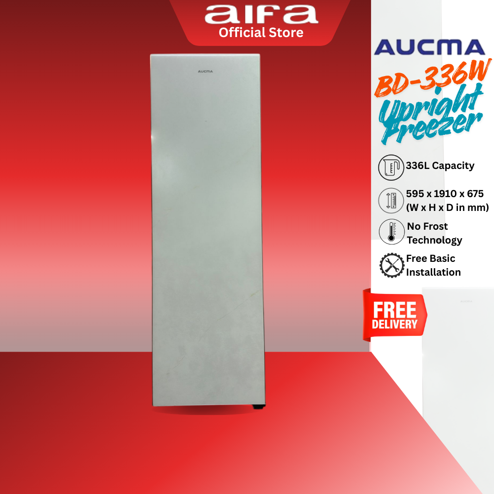 Aucma Upright Standing Freezer, Spacious drawers, 336L Capacity - BD-336W