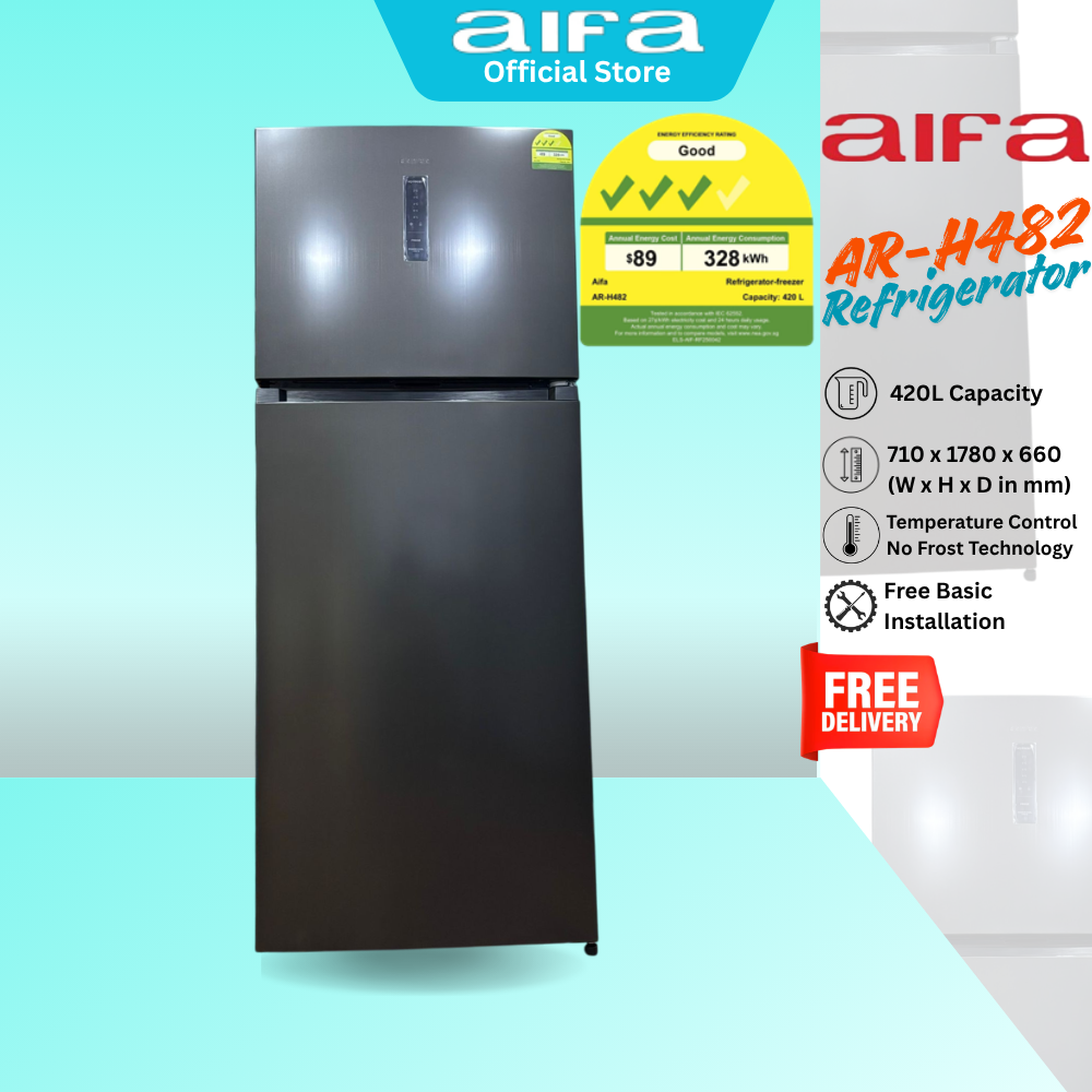 Aifa 2 Door Top Freezer Refrigerator, 420L capacity, No Frost - AR-H482