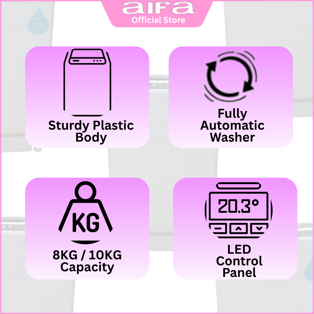 Aifa Washing Machine, Top Load, 8kg - washing capacity, Certified Water Efficiency(4 Ticks) - WF-801J