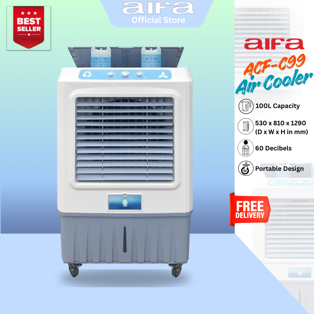 Aifa ACF-C99-1 Air Cooler, 10,000m³/h airflow, 100L water tank capacity, Portable Design