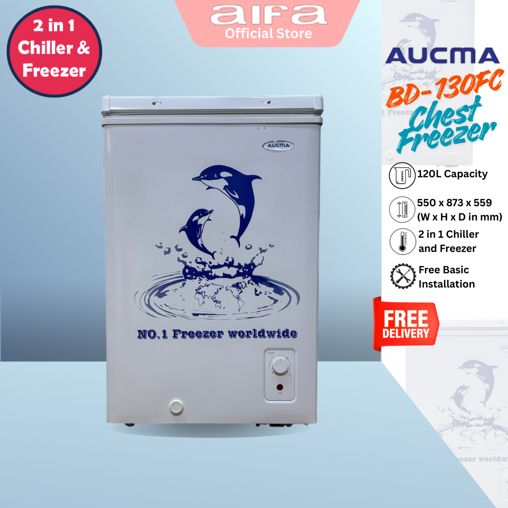 Aucma BD-130FC Chest Freezer, Top Opening Door, 120L Capacity, 2 in 1 Chiller / Freezer