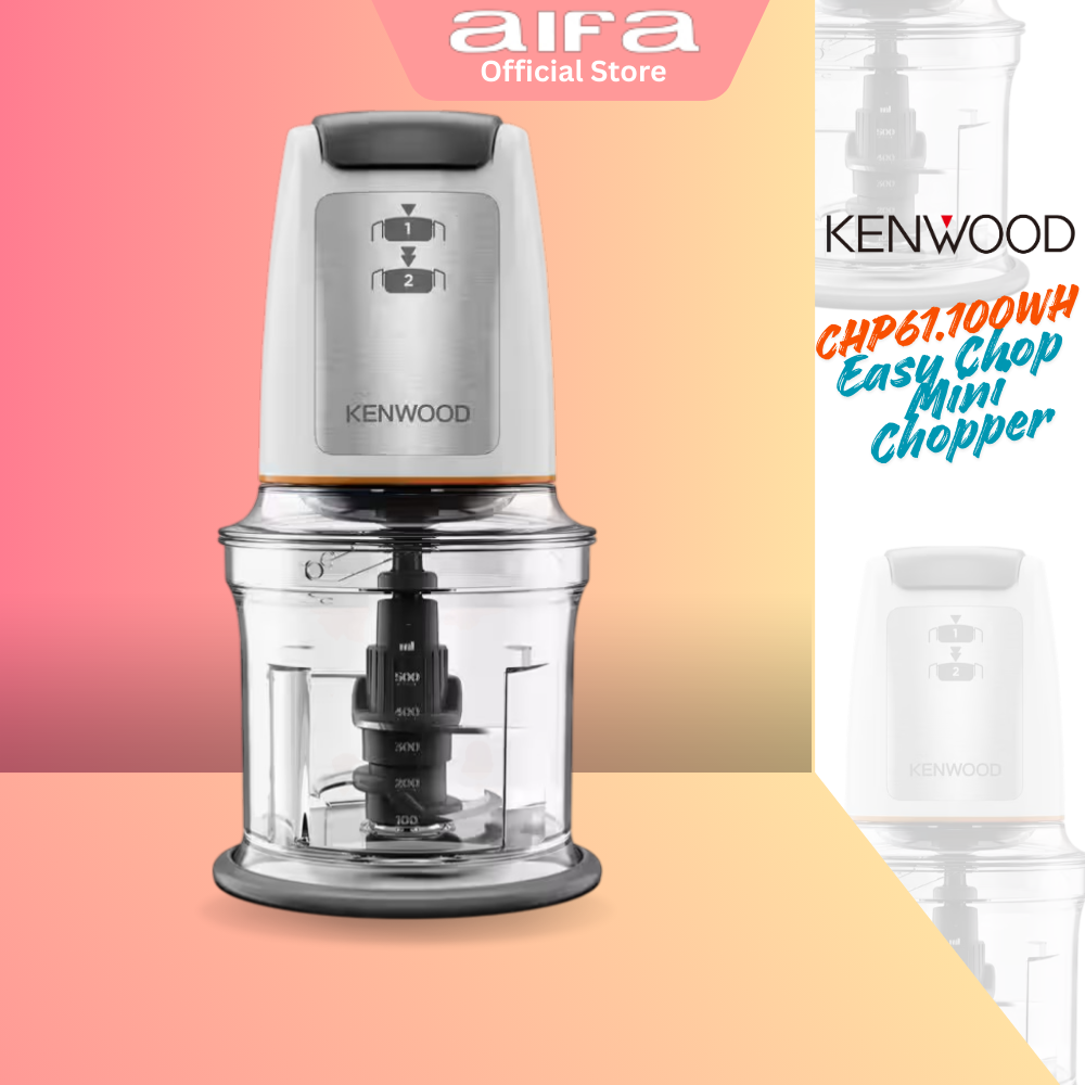 Kenwood Easy Chop CHP61.100WH - Mini Chopper with 2 Speed Levels, 0.5L work container capacity, 500W, White