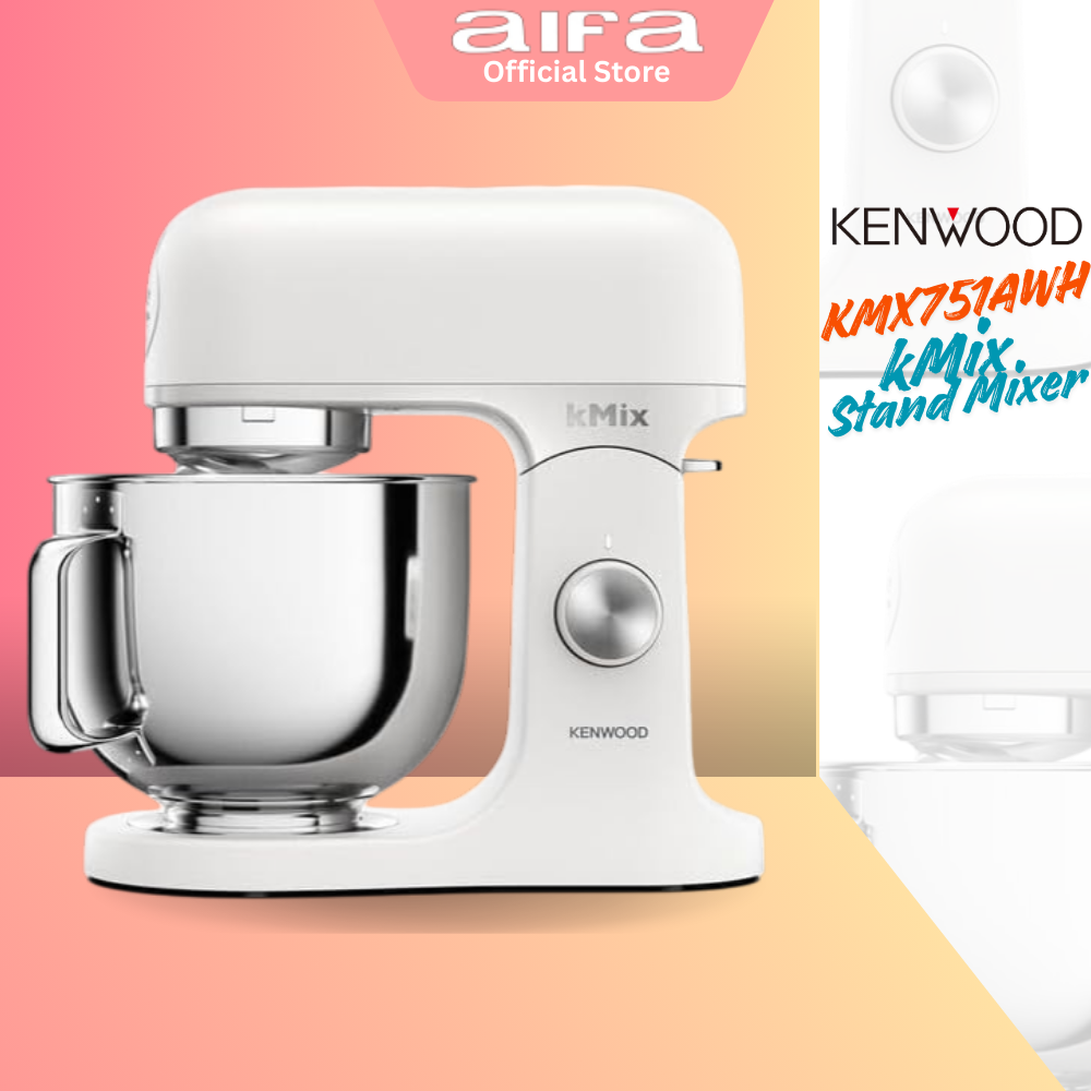 Kenwood kMix KMX751AWH - Stand mixer with 4 attachments, 5L capacity, metal body, 1000W, pure white colour