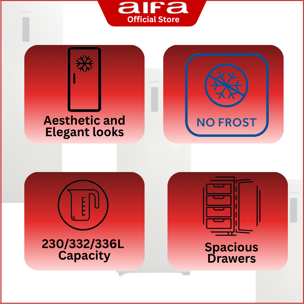 Aucma Upright Standing Freezer, Spacious drawers, 230L Capacity - BD-236W