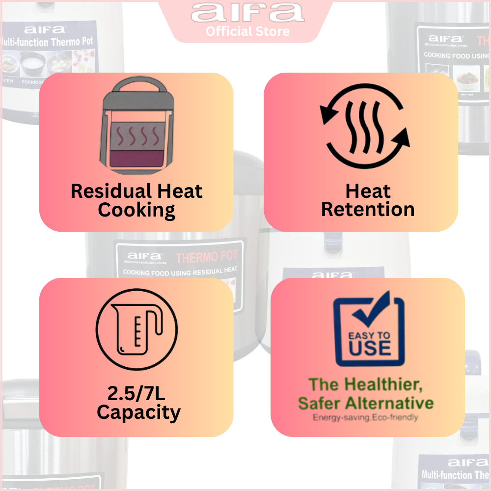 Aifa Thermo Cooking Pot, 2.5L Capacity, Supports Cold and Hot Retaining, Healthier, Safer - AKW-25-1