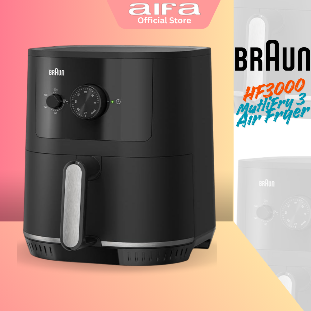 Braun MultiFry 3 HF3000 - Air Fryer, 1500W, 4.3L capacity, analog interface, adjustable temperature 80-200 degree, black