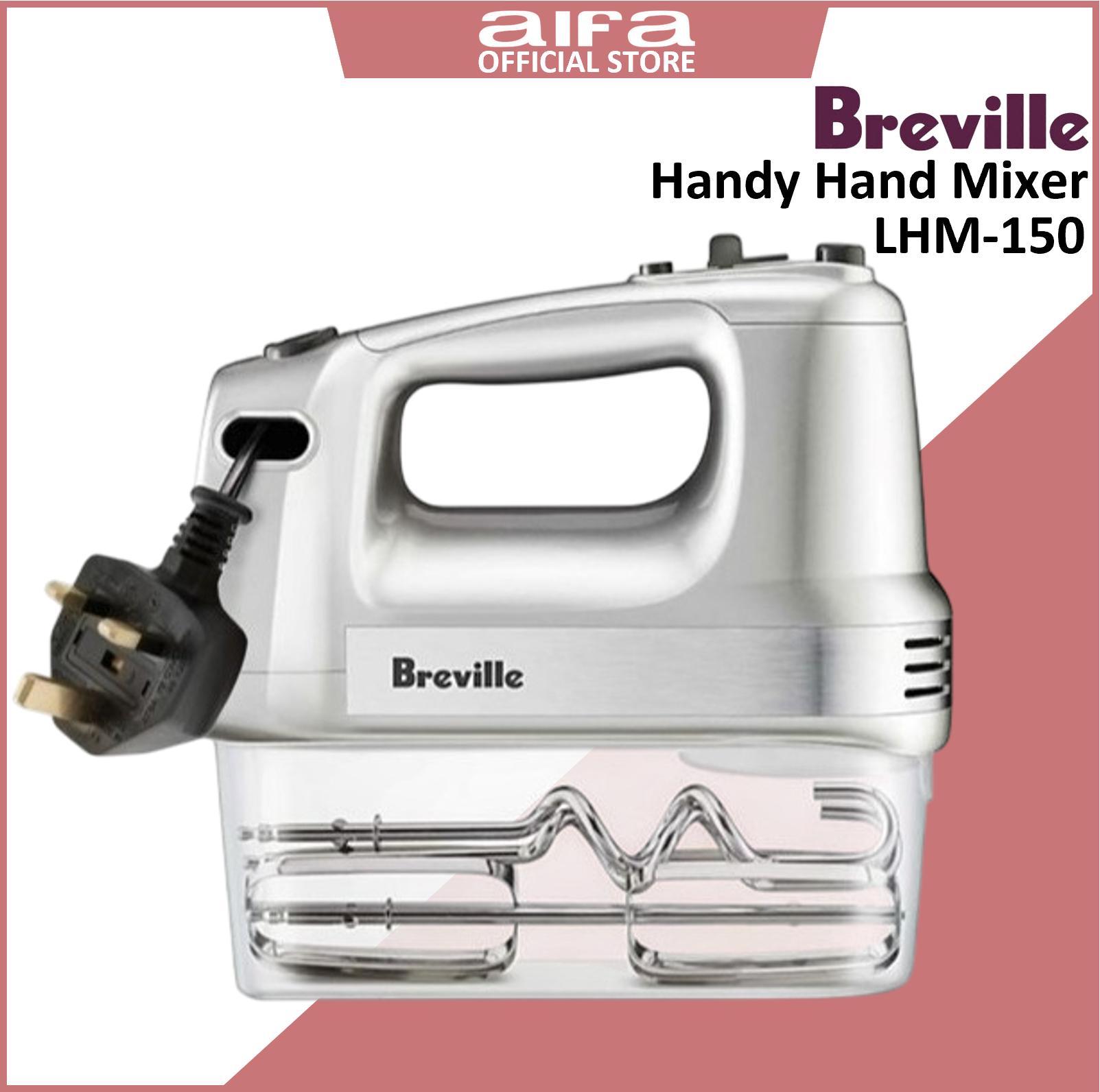 Breville LHM-150 Handy Mix & Store Hand Mixer, Handy Storage, 5 Speed