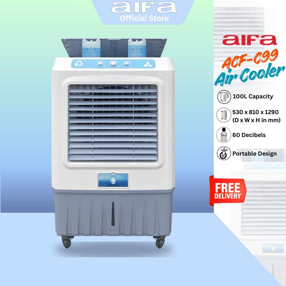 Aifa ACF-C99-1 Air Cooler, 10,000m³/h airflow, 100L water tank capacity, Portable Design