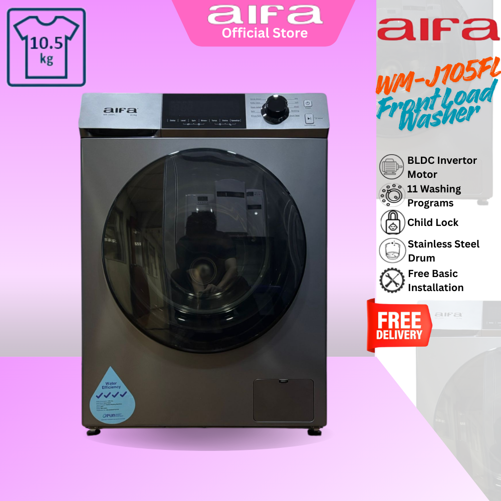 Aifa Washing Machine, Front Load- 10.5 kg washing capacity, 4 ticks certified, WM-J105FL