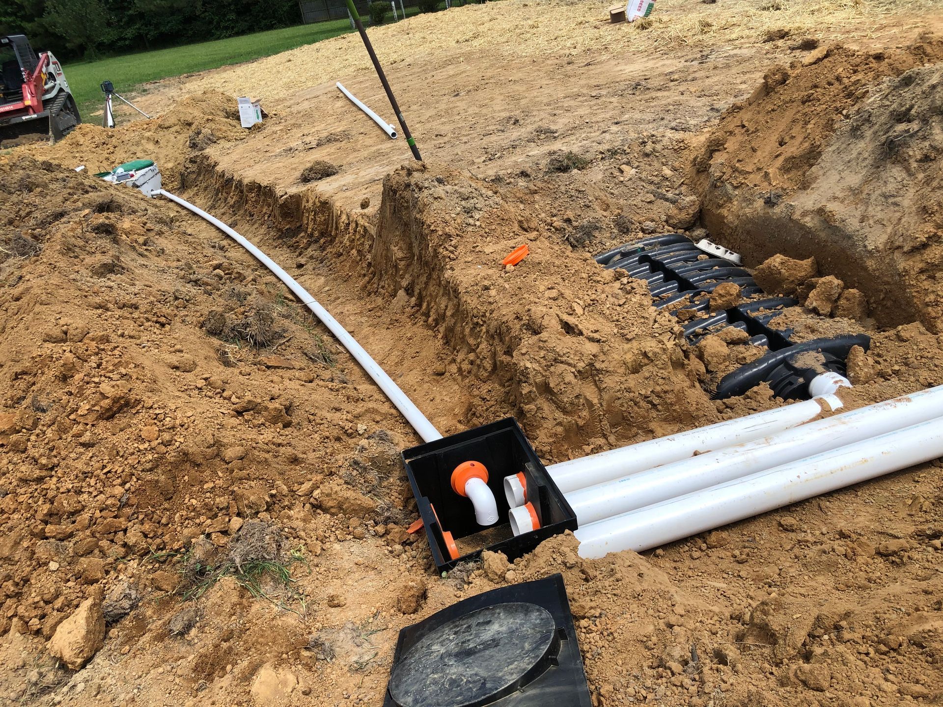 Aerial view of a pump system installation in Decatur, AL by Baker's Septic Service