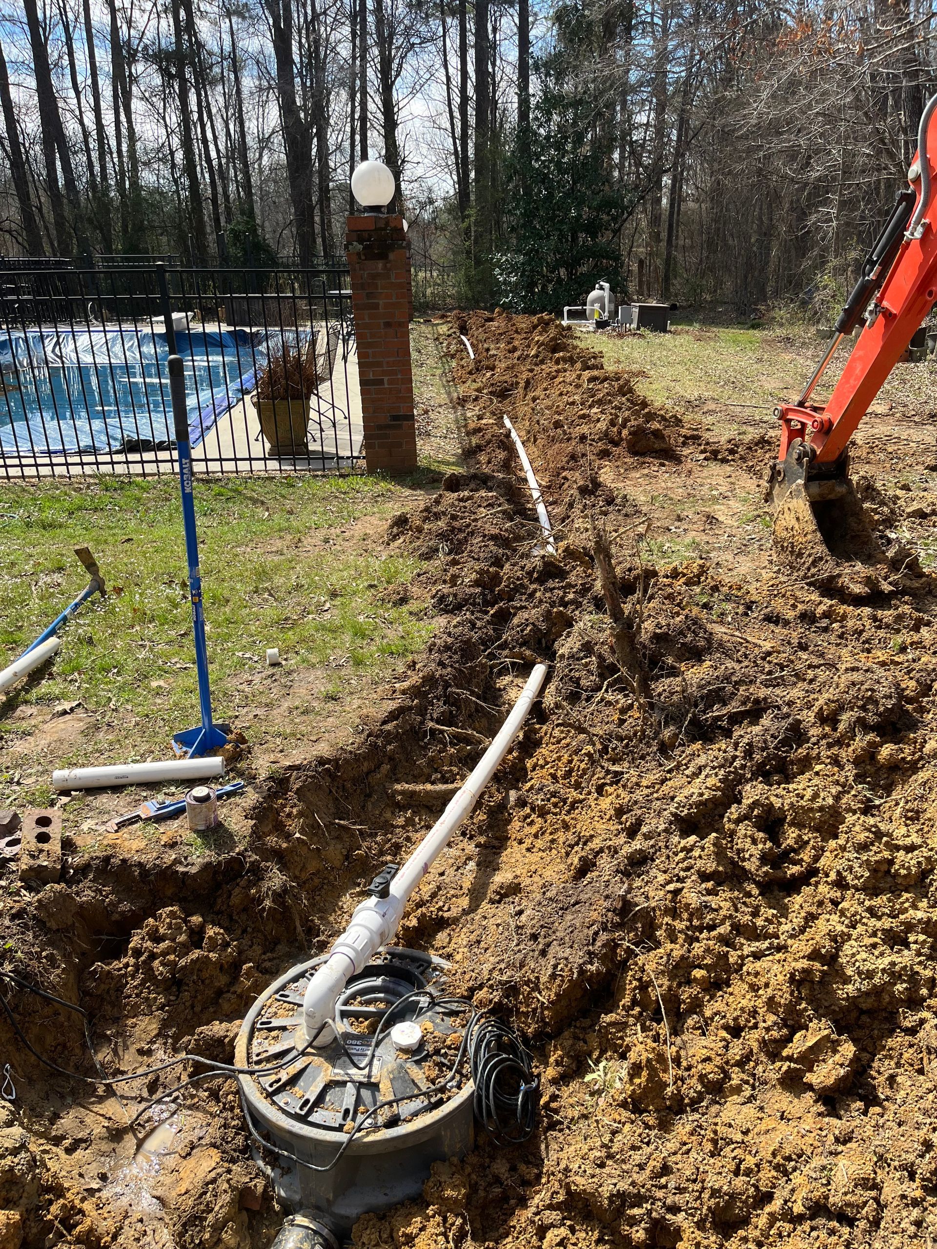Aerial view of a pump system installation in Decatur, AL by Baker's Septic Service