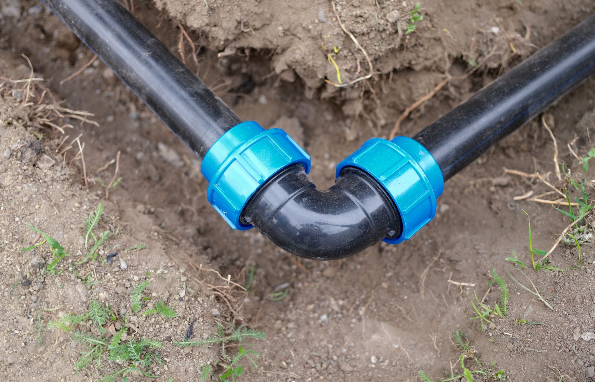 Aerial view of a pump system installation in Decatur, AL by Baker's Septic Service