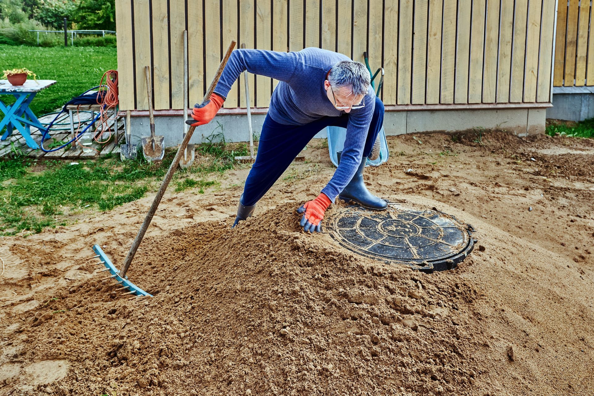 Aerial view of a pump system installation in Decatur, AL by Baker's Septic Service